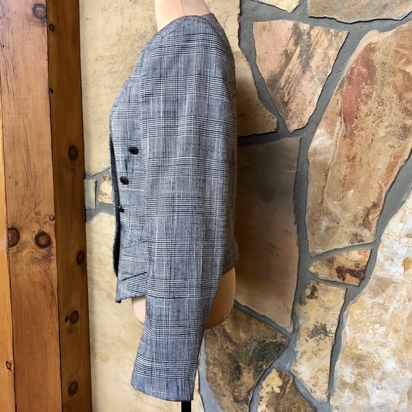 Vintage Glen Plaid Fitted Cropped Lined Blazer (11/12) - Picture 4 of 16